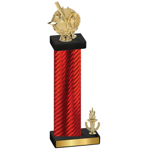 Accented Single Red Carbon Fiber Victory Baseball Trophy