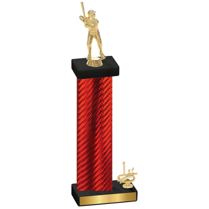 Accented Single Red Carbon Fiber First Place Baseball Trophy