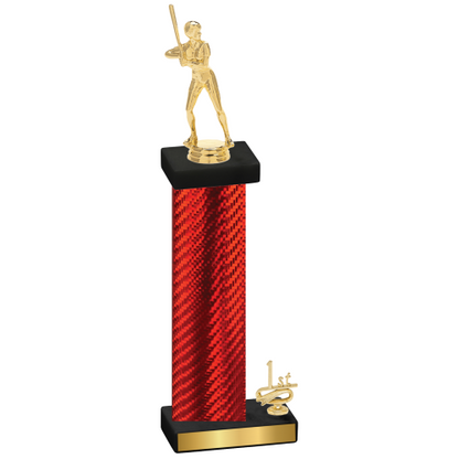 Accented Single Red Carbon Fiber First Place Softball Trophy