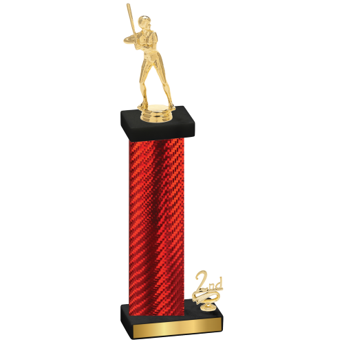 Accented Single Red Carbon Fiber Second Place Softball Trophy