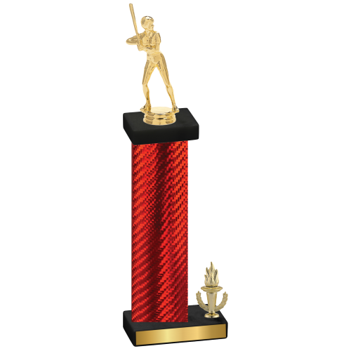 Accented Single Red Carbon Fiber Victory Softball Trophy