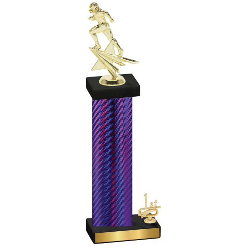 Accented Single Purple Carbon Fiber First Place Football Trophy