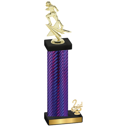 Accented Single Purple Carbon Fiber Second Place Football Trophy