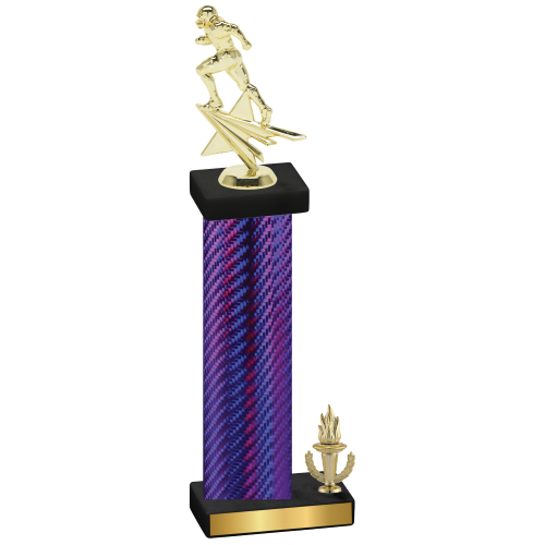 Accented Single Purple Carbon Fiber Victory Football Trophy