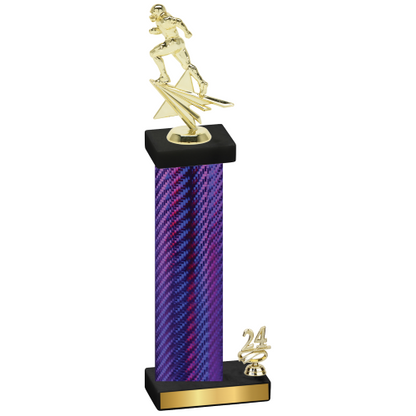 Accented Single Purple Carbon Fiber Year Football Trophy