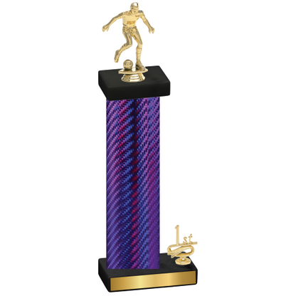 Accented Single Purple Carbon Fiber First Place Soccer Trophy