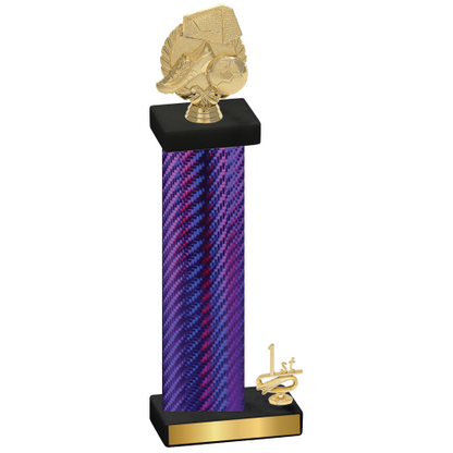 Accented Single Purple Carbon Fiber First Place Soccer Trophy