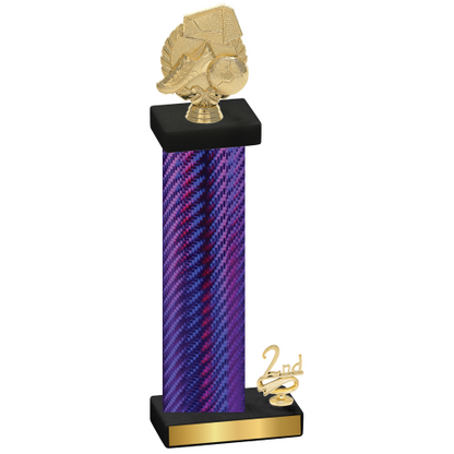 Accented Single Purple Carbon Fiber Second Place Soccer Trophy