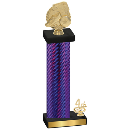 Accented Single Purple Carbon Fiber Fourth Place Soccer Trophy