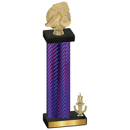 Accented Single Purple Carbon Fiber Victory Soccer Trophy