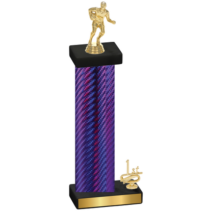 Accented Single Purple Carbon Fiber First Place Rugby Trophy