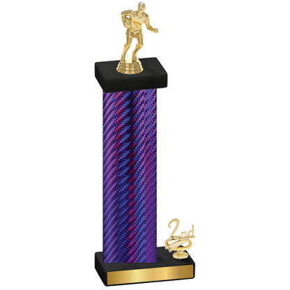 Accented Single Purple Carbon Fiber Second Place Rugby Trophy