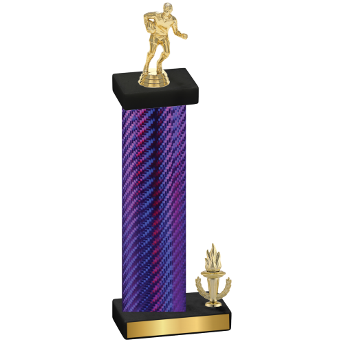 Accented Single Purple Carbon Fiber Victory Rugby Trophy