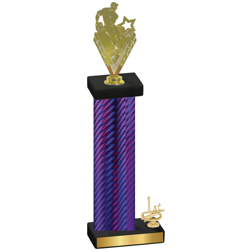 Accented Single Purple Carbon Fiber First Place Rugby Trophy