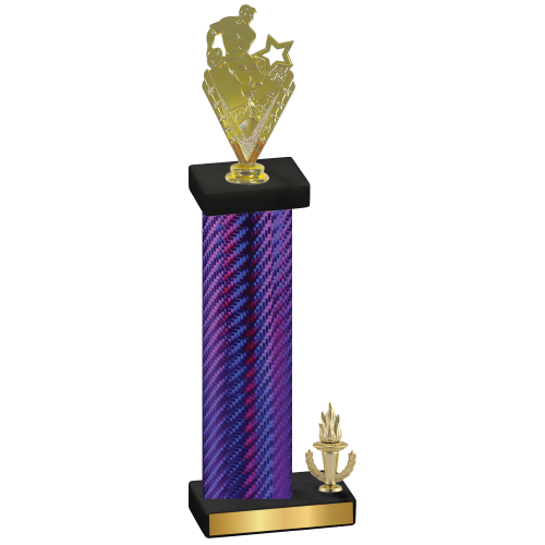 Accented Single Purple Carbon Fiber Victory Rugby Trophy