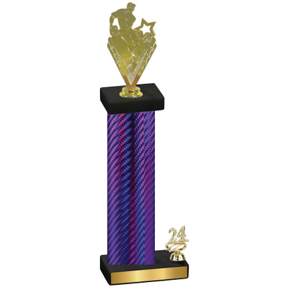 Accented Single Purple Carbon Fiber Year Rugby Trophy