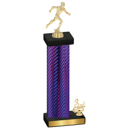 Accented Single Purple Carbon Fiber Third Place Running Trophy