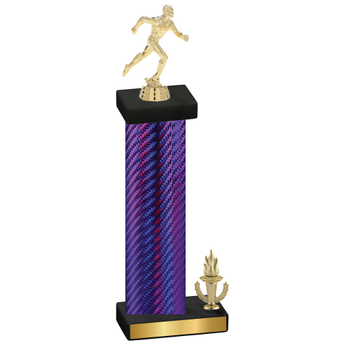 Accented Single Purple Carbon Fiber Victory Running Trophy