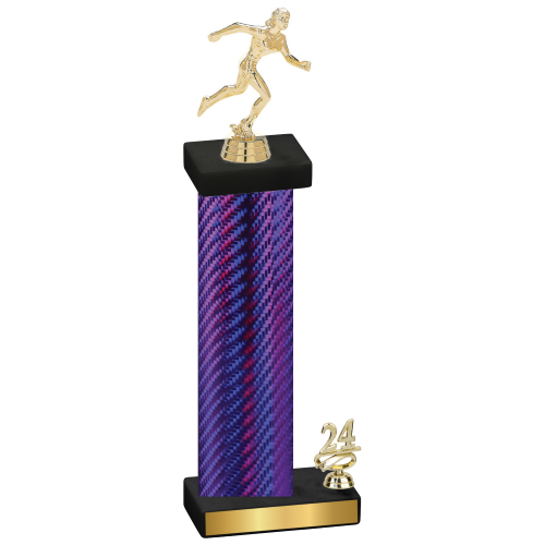 Accented Single Purple Carbon Fiber Year Running Trophy