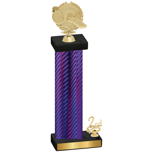 Accented Single Purple Carbon Fiber Second Place Running Trophy