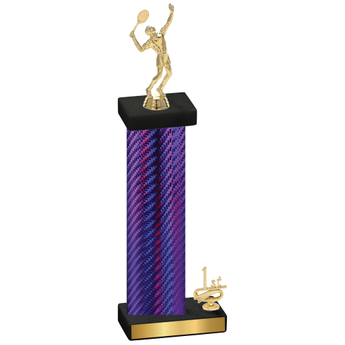 Accented Single Purple Carbon Fiber First Place Tennis Trophy