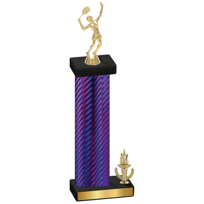 Accented Single Purple Carbon Fiber Victory Tennis Trophy