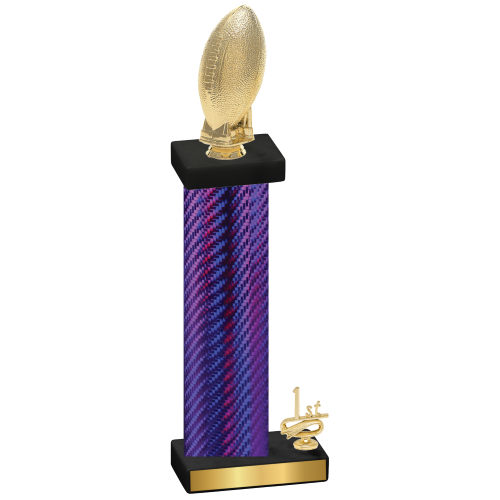 Accented Single Purple Carbon Fiber First Place Football Trophy