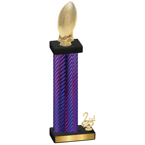 Accented Single Purple Carbon Fiber Second Place Football Trophy