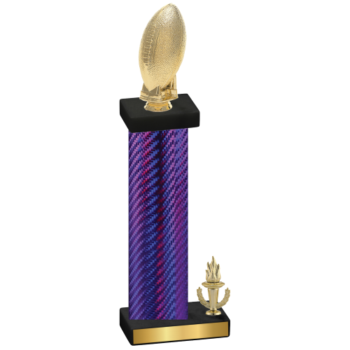 Accented Single Purple Carbon Fiber Victory Football Trophy