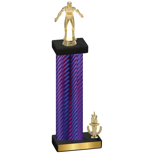 Accented Single Purple Carbon Fiber Victory Wrestling Trophy