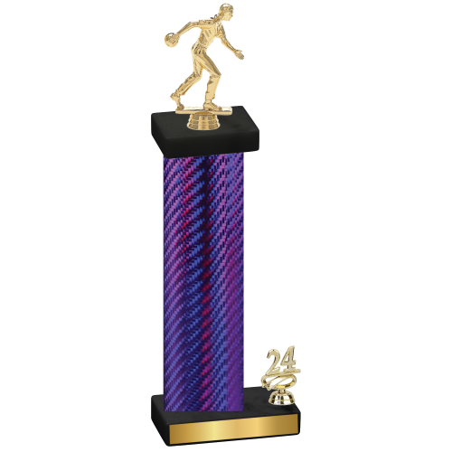 Accented Single Purple Carbon Fiber Year Bowling Trophy