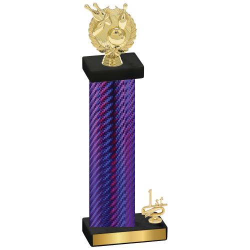 Accented Single Purple Carbon Fiber First Place Bowling Trophy