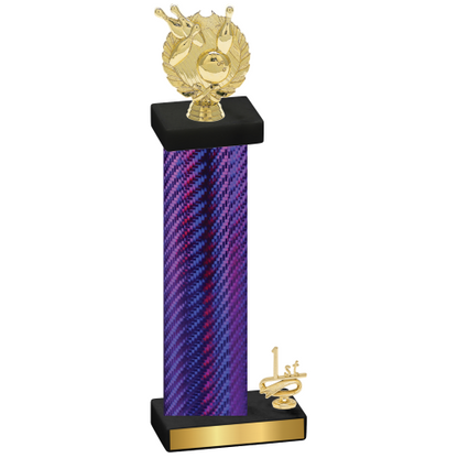 Accented Single Purple Carbon Fiber First Place Bowling Trophy