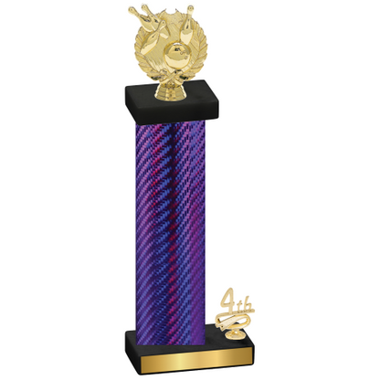 Accented Single Purple Carbon Fiber Fourth Place Bowling Trophy