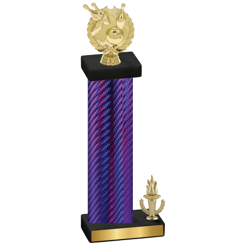 Accented Single Purple Carbon Fiber Victory Bowling Trophy