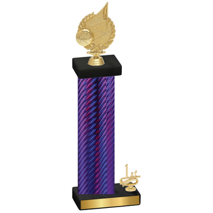 Accented Single Purple Carbon Fiber First Place Volleyball Trophy