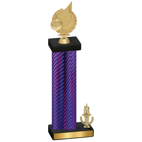 Accented Single Purple Carbon Fiber Victory Volleyball Trophy