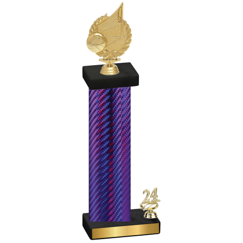 Accented Single Purple Carbon Fiber Year Volleyball Trophy