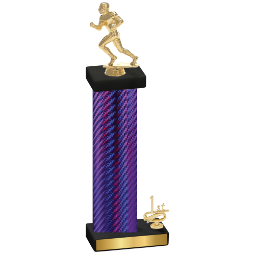 Accented Single Purple Carbon Fiber First Place Football Trophy