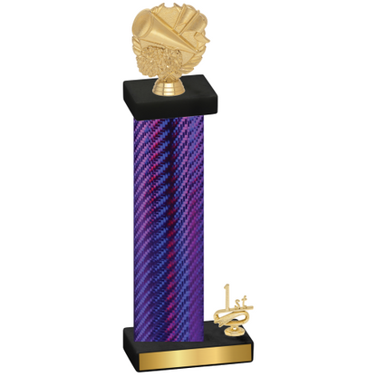 Accented Single Purple Carbon Fiber First Place Cheerleading Trophy