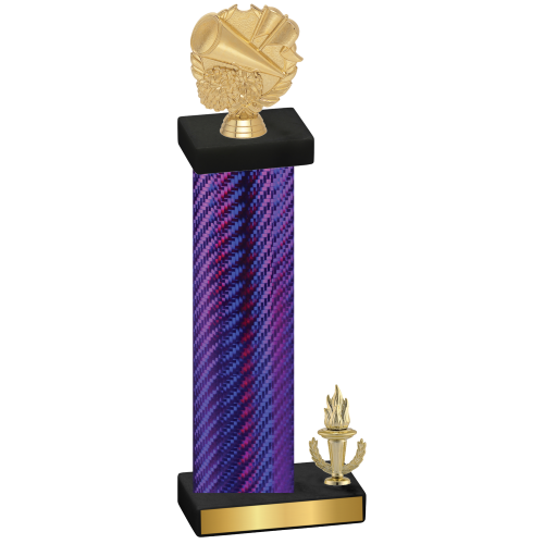 Accented Single Purple Carbon Fiber Victory Cheerleading Trophy