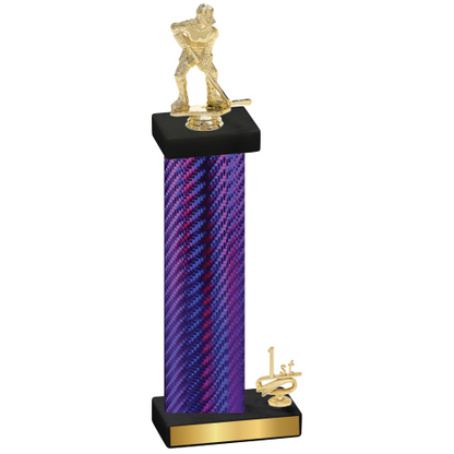 Accented Single Purple Carbon Fiber First Place Hockey Trophy