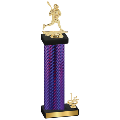 Accented Single Purple Carbon Fiber First Place Lacrosse Trophy