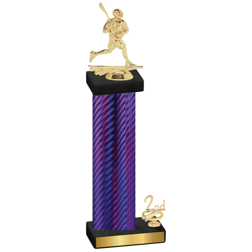 Accented Single Purple Carbon Fiber Second Place Lacrosse Trophy