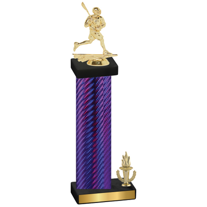 Accented Single Purple Carbon Fiber Victory Lacrosse Trophy