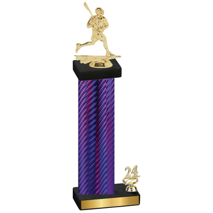 Accented Single Purple Carbon Fiber Year Lacrosse Trophy