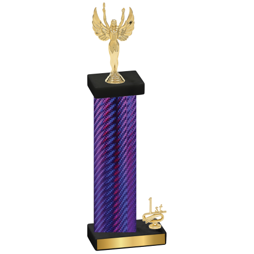 Accented Single Purple Carbon Fiber First Place Victory Trophy