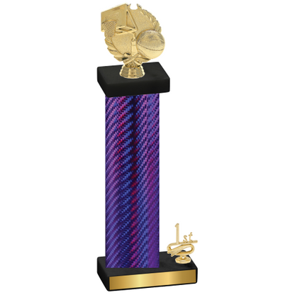 Accented Single Purple Carbon Fiber First Place Basketball Trophy