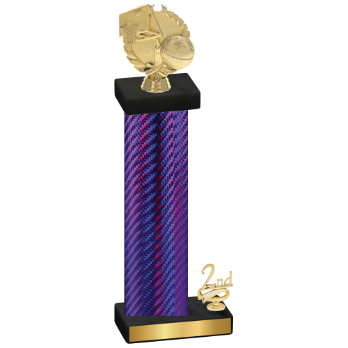 Accented Single Purple Carbon Fiber Second Place Basketball Trophy