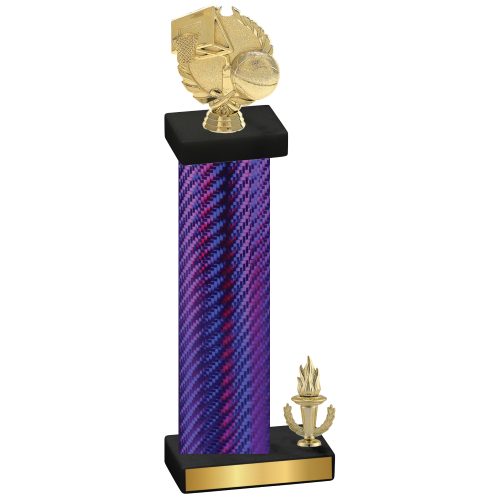 Accented Single Purple Carbon Fiber Victory Basketball Trophy